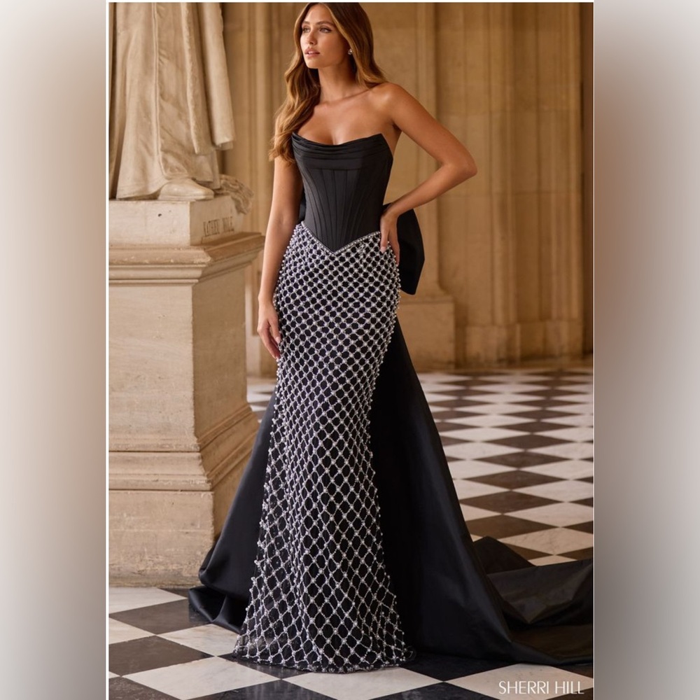 Sherri Hill Black and White Maxi Dress